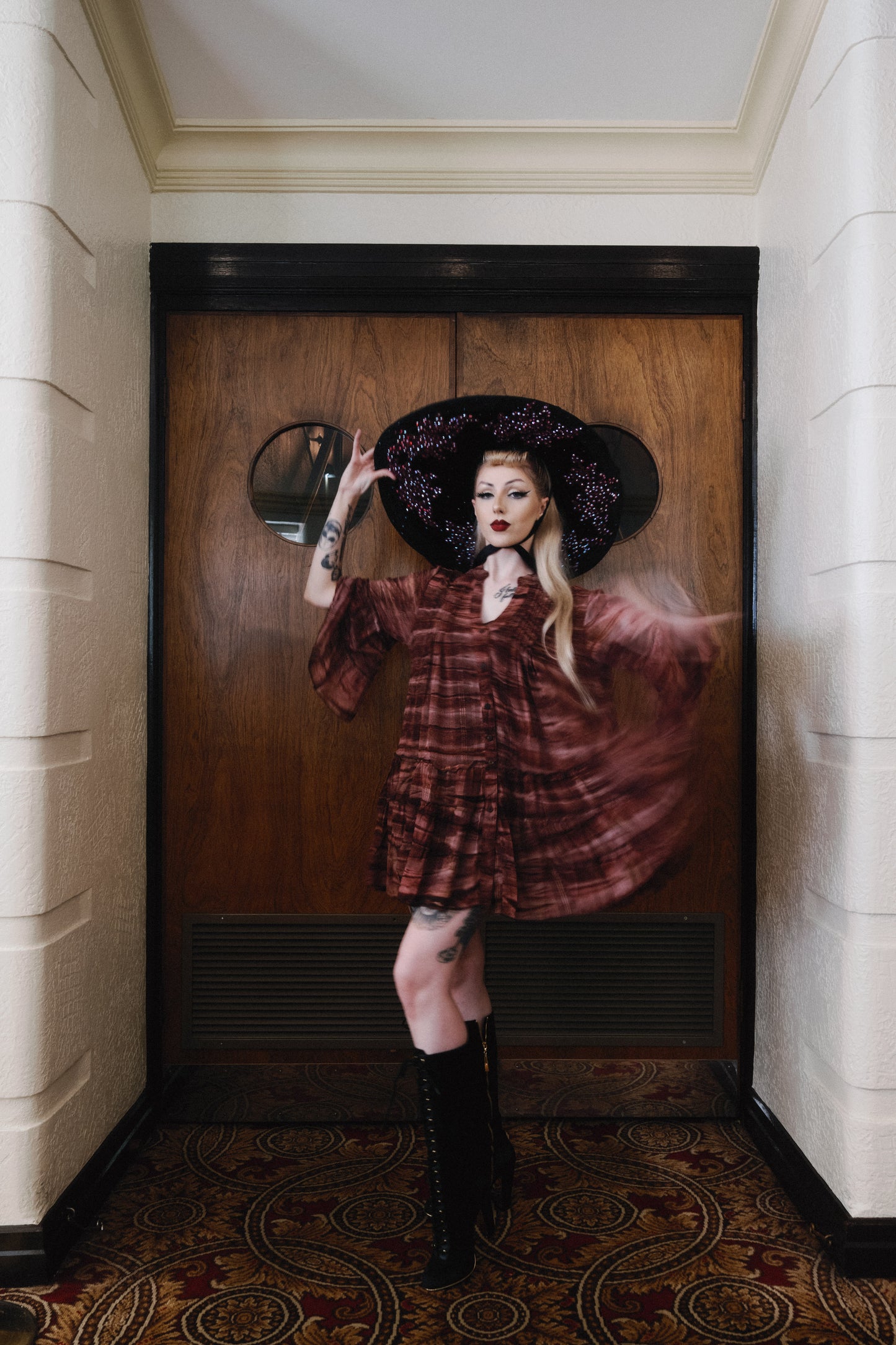 Labyrinth Dress in Wine