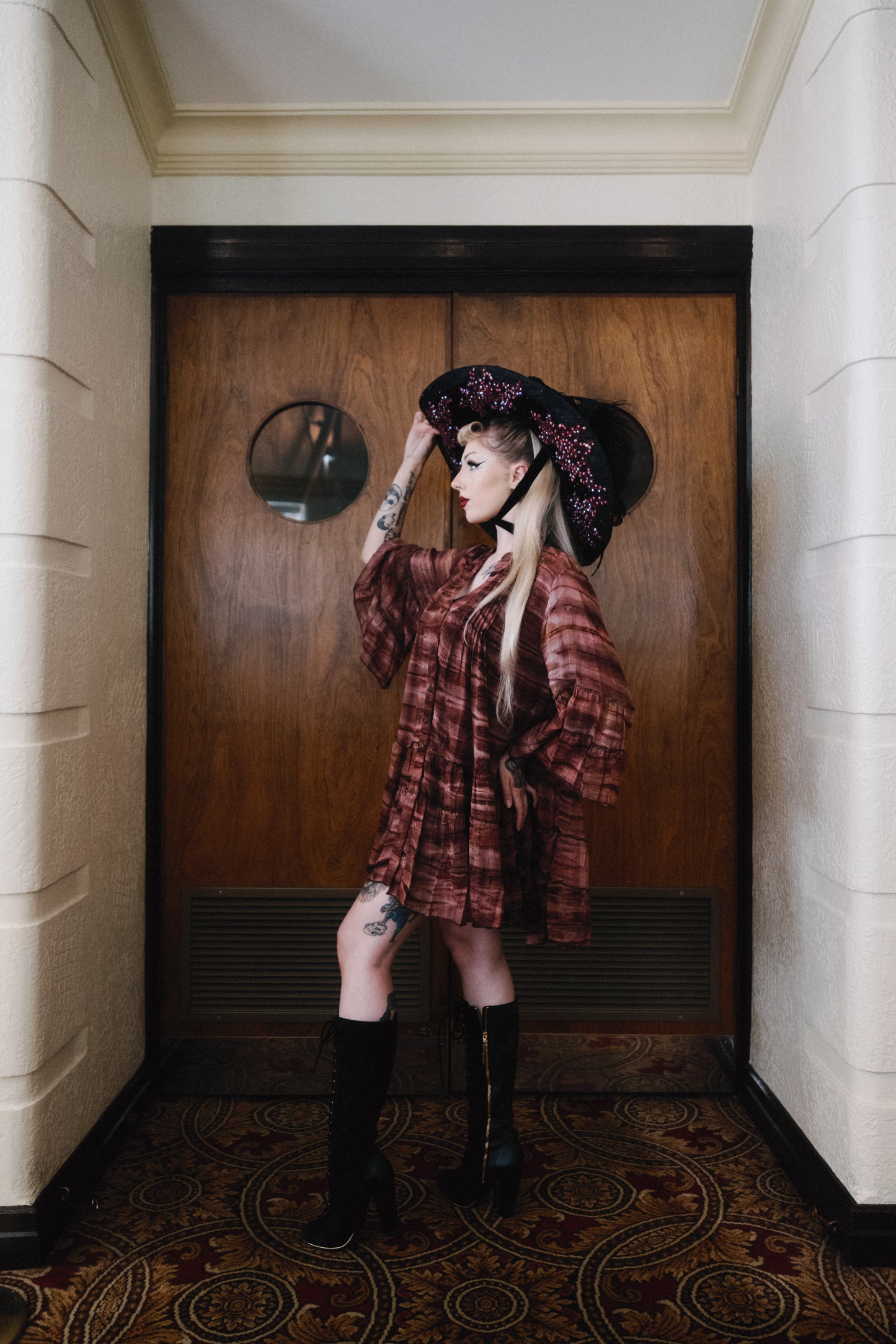 Labyrinth Dress in Wine