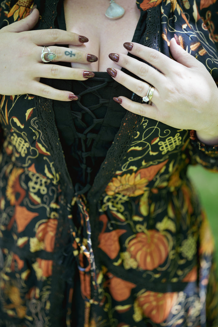 Barley Moon Dress in Samhain Front Details