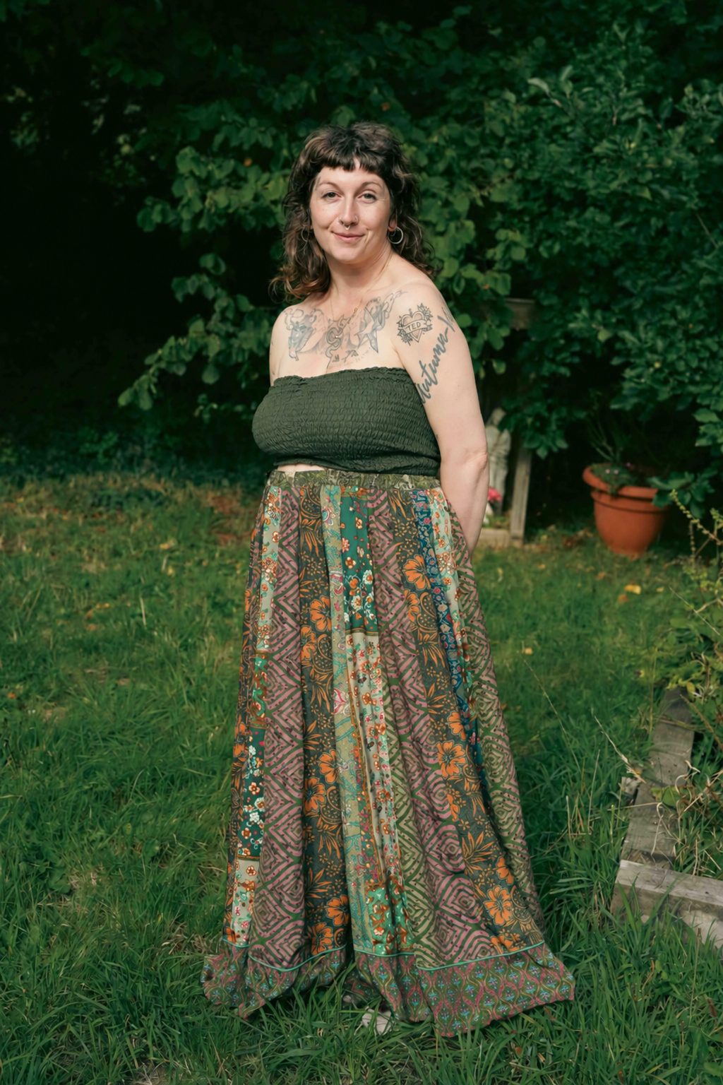 Little Petal Top in Dark Forest Green