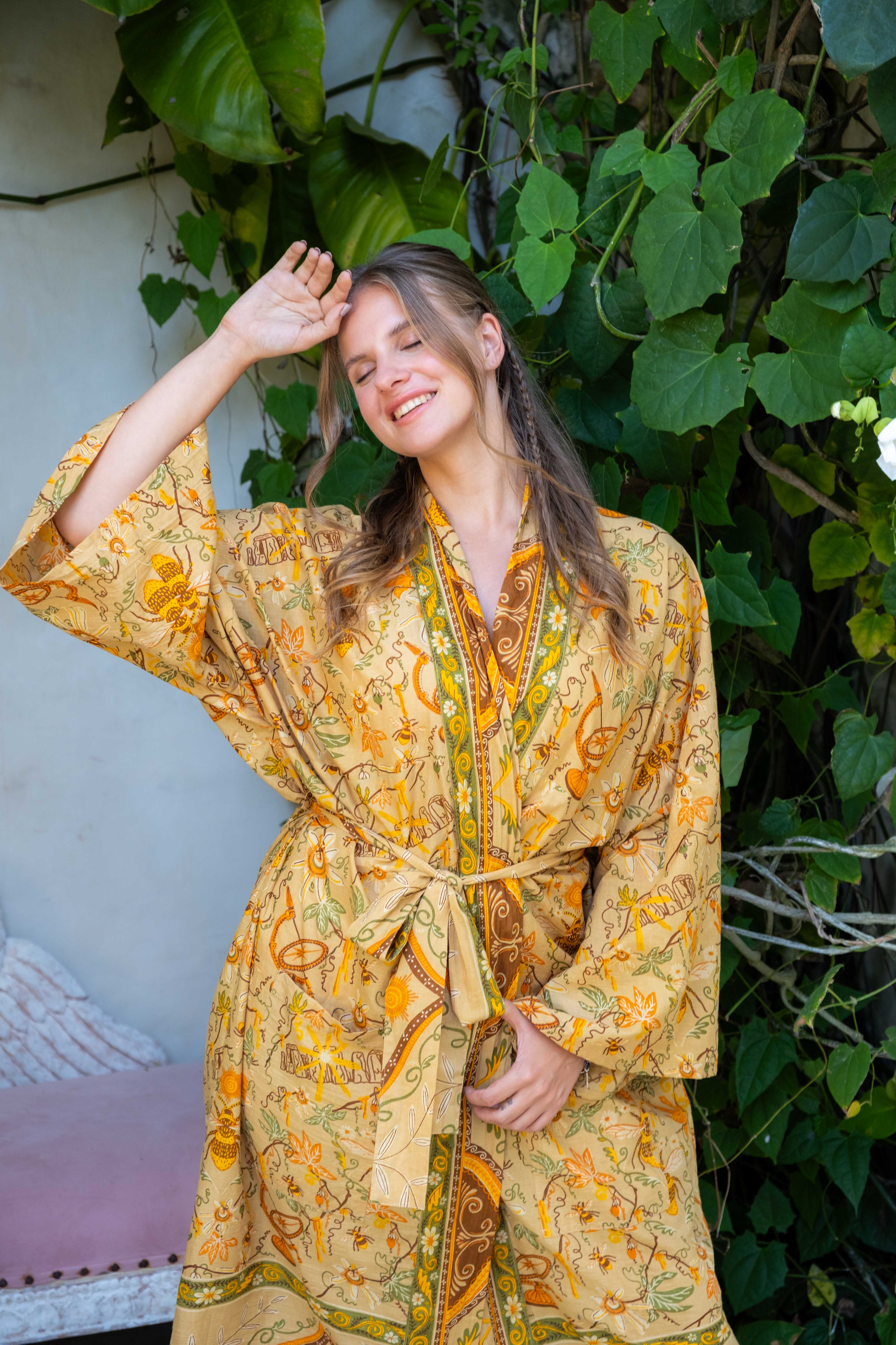 Kimono Robe in Honeycomb