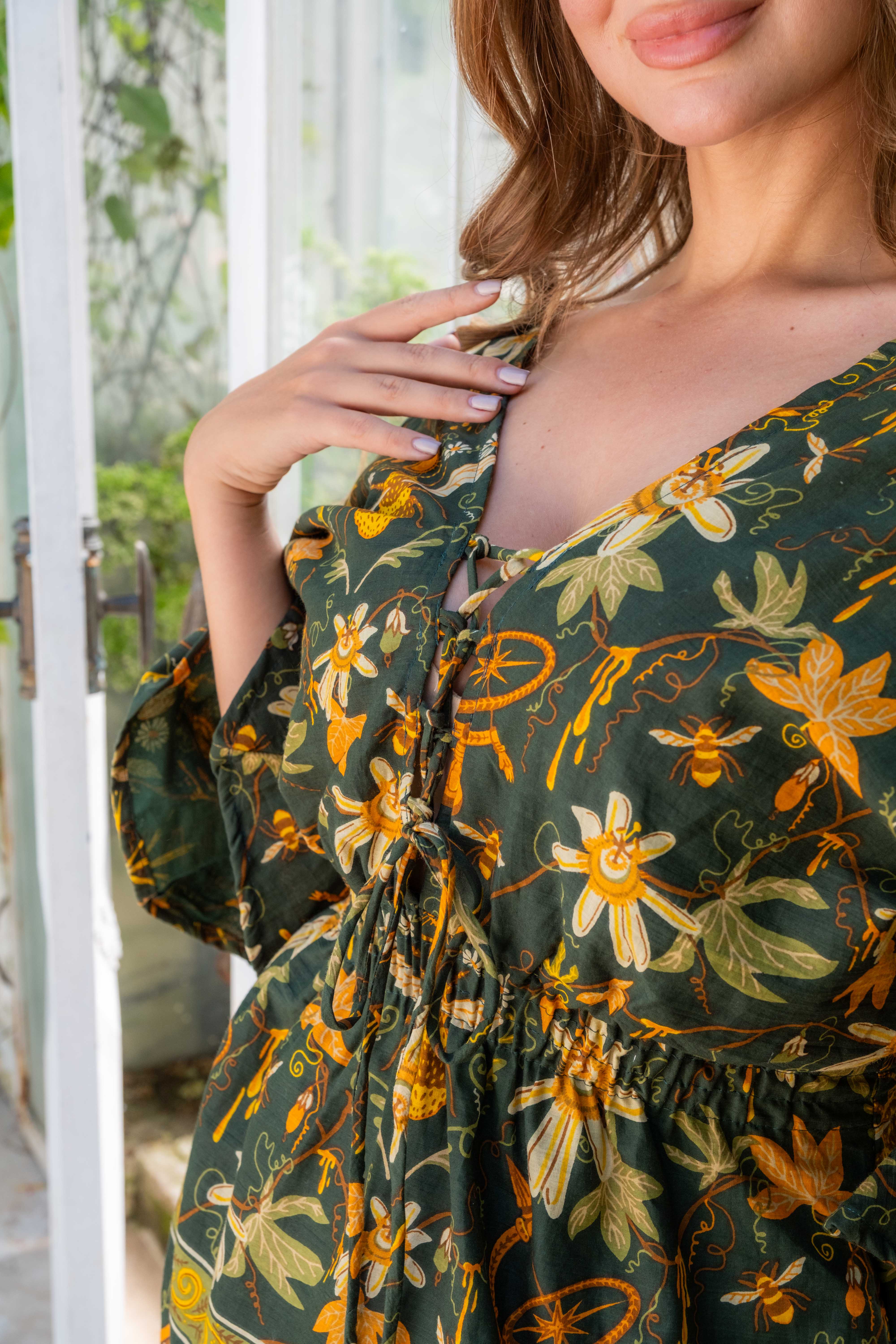 Ivy Kaftan Shortie Dress in Bloom