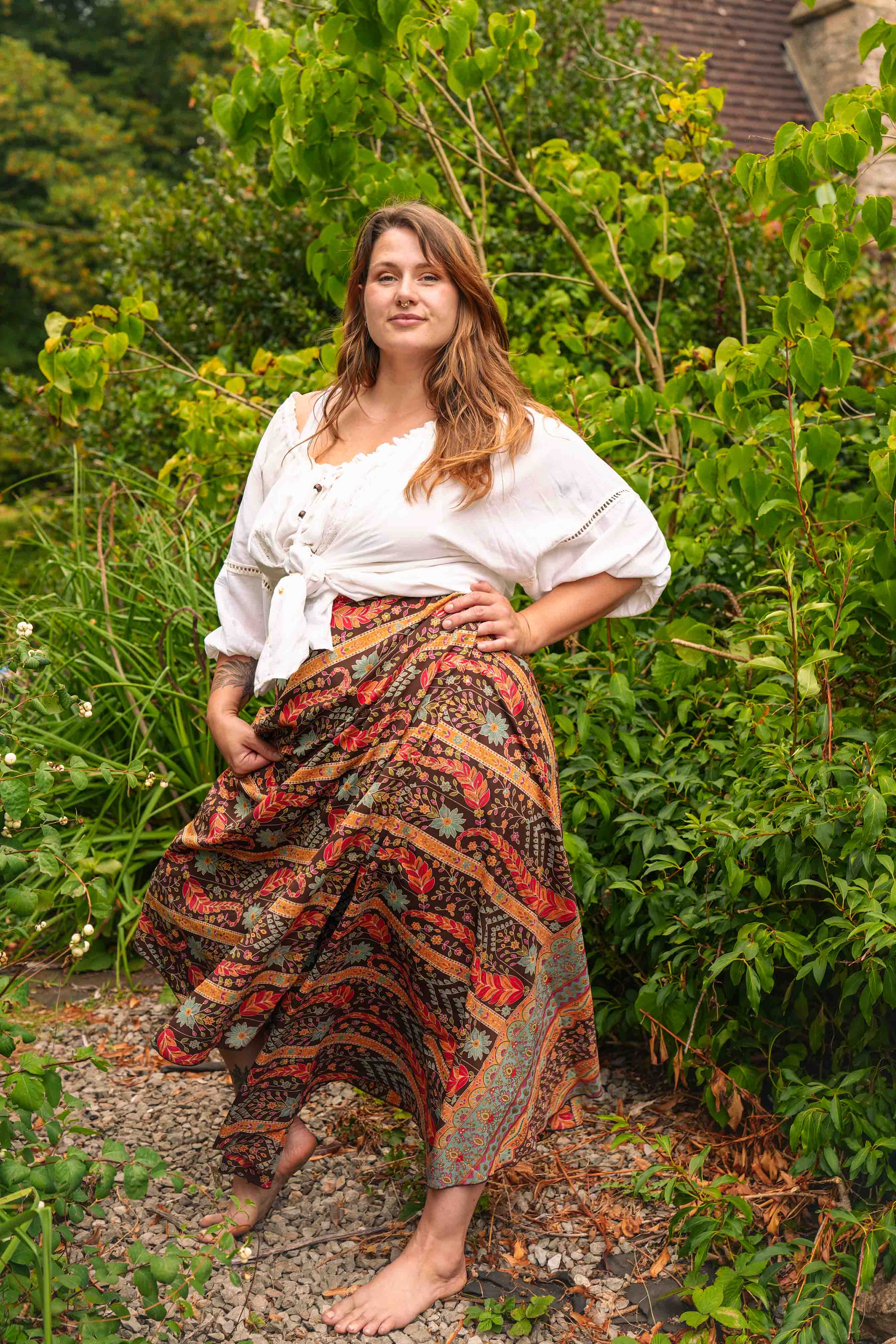 Paisley Brass Wrap Skirt