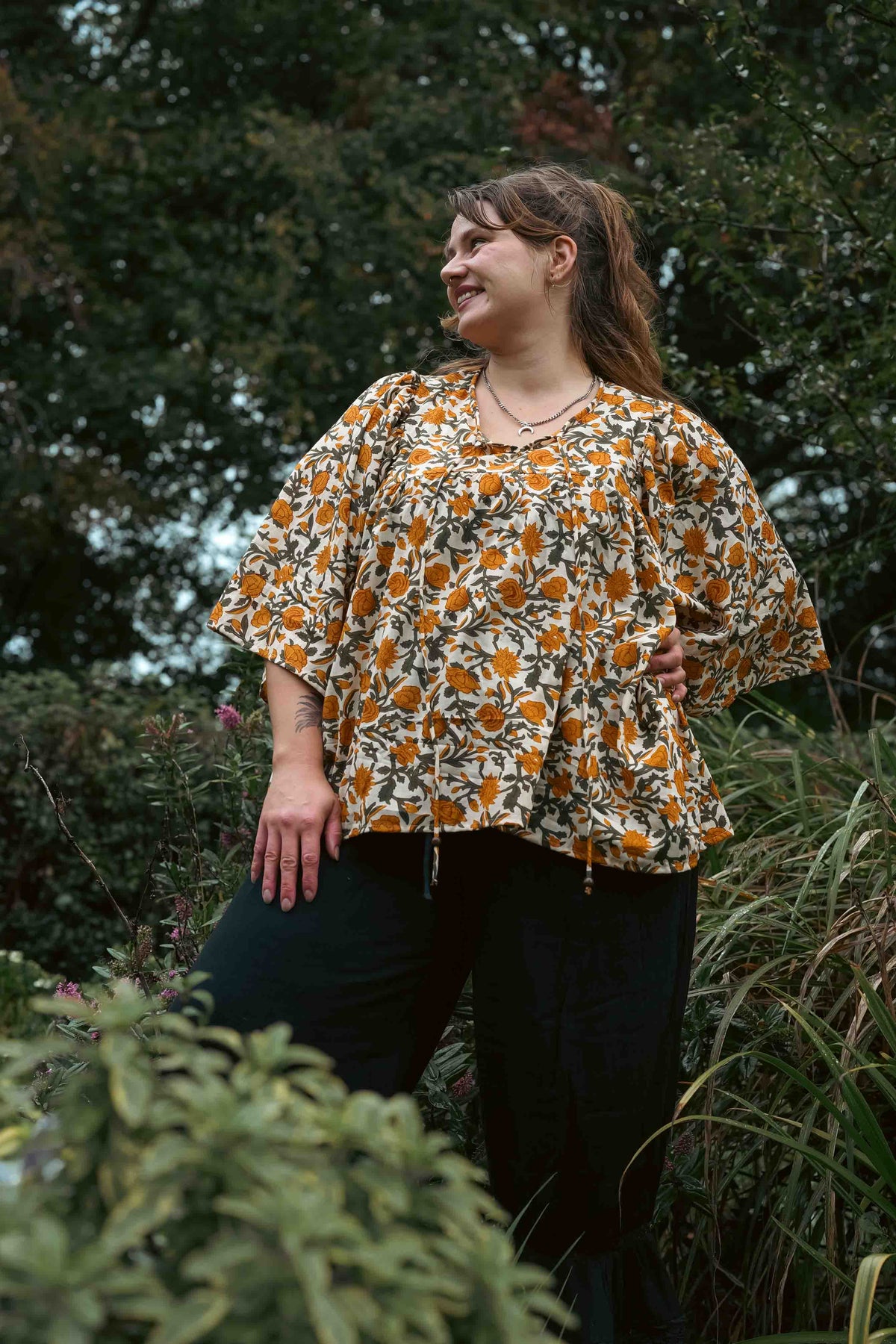 Midnight Marigold Longline Fleetwood Blouse