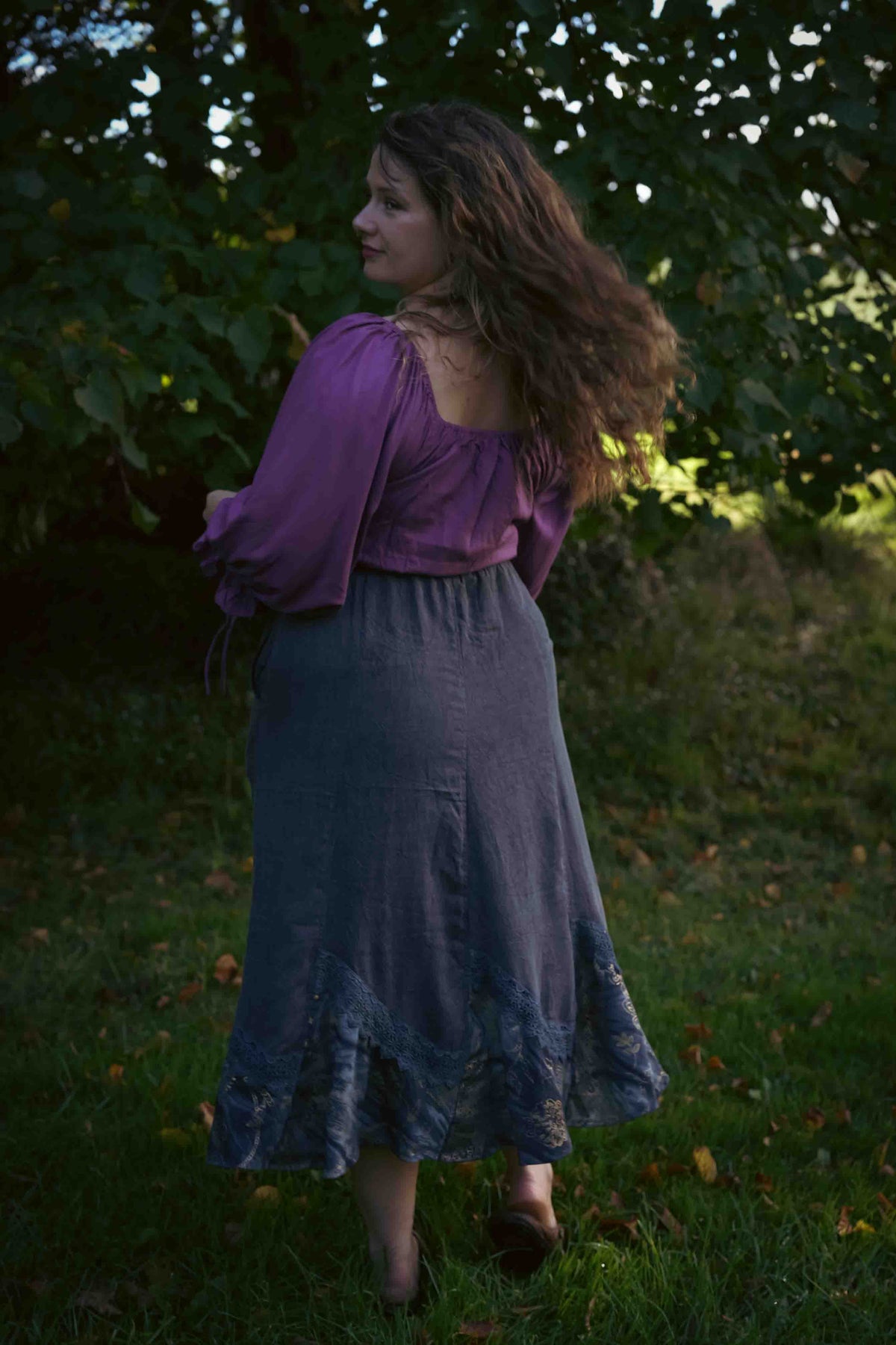 Stonewashed Ash Midi Skirt
