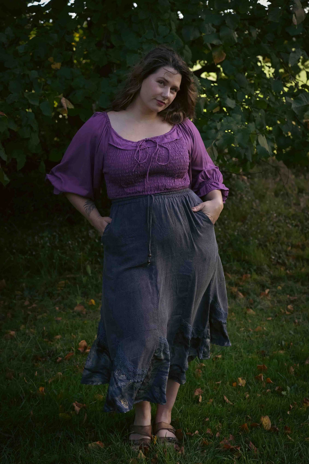 Stonewashed Ash Midi Skirt