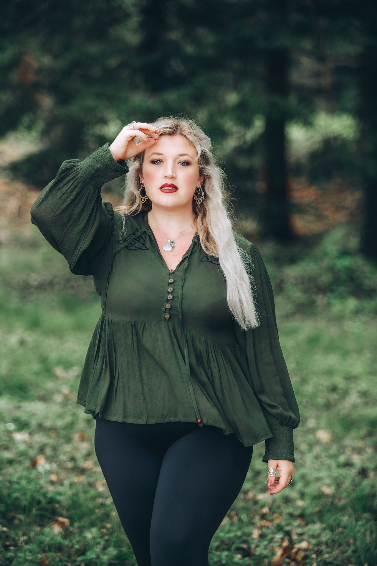 Trinity Blouse in Forest Green