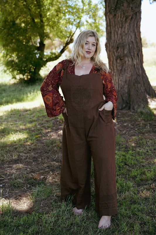 Tree of Life Dungarees - Brown