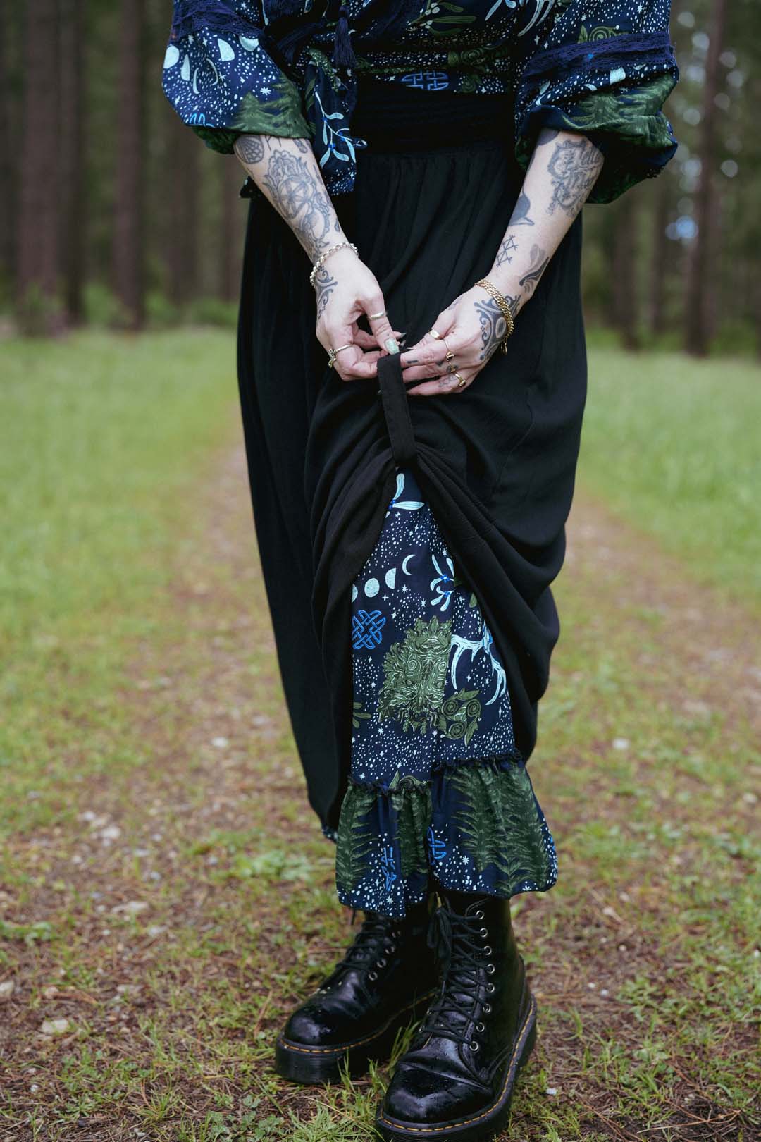 Victorian Side Bustle Skirt in Solstice