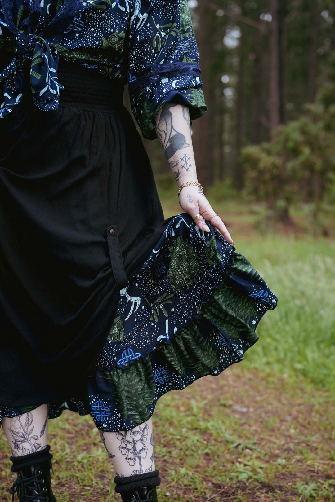 Victorian Side Bustle Skirt in Solstice