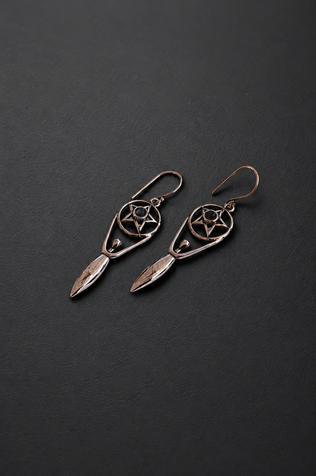 Large Pentacle Earrings with Labradorite Silver 925