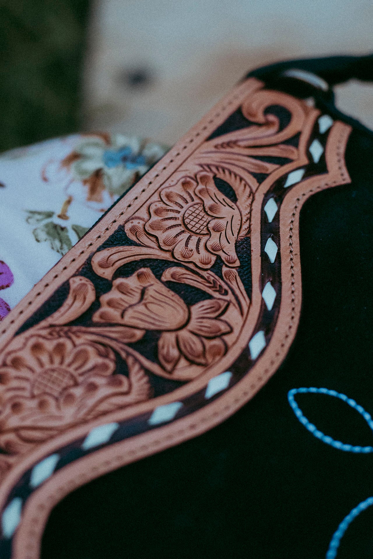 Wildflower Embossed Suede Bag