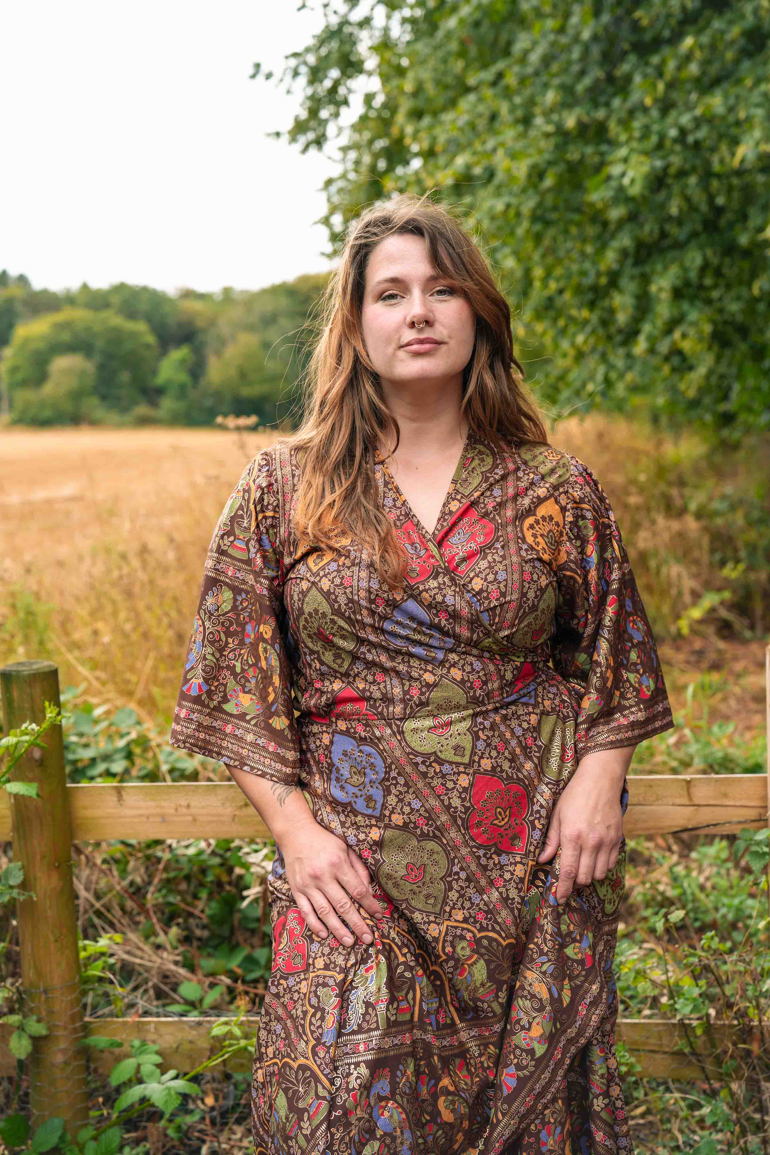 Vintage Brass Wrap Dress