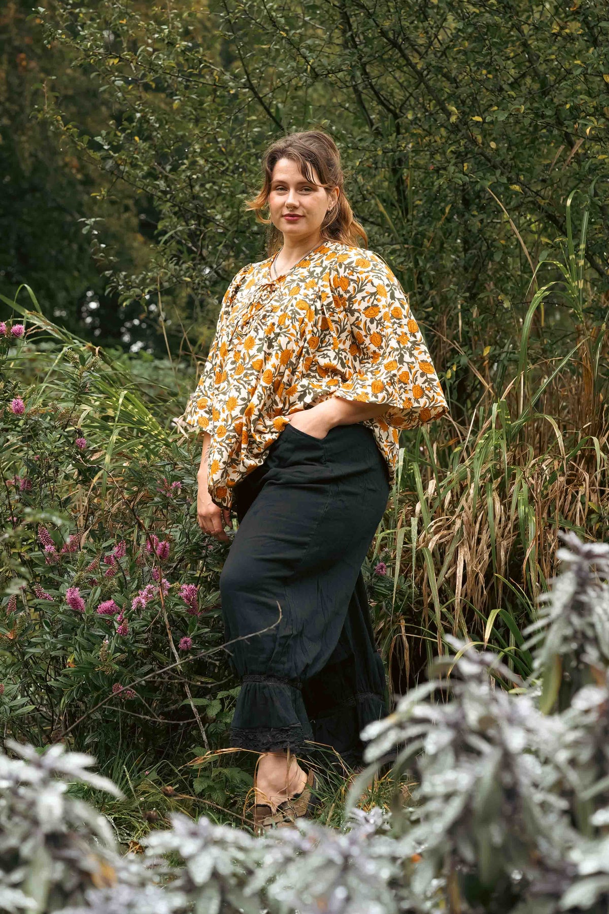 Midnight Marigold Longline Fleetwood Blouse