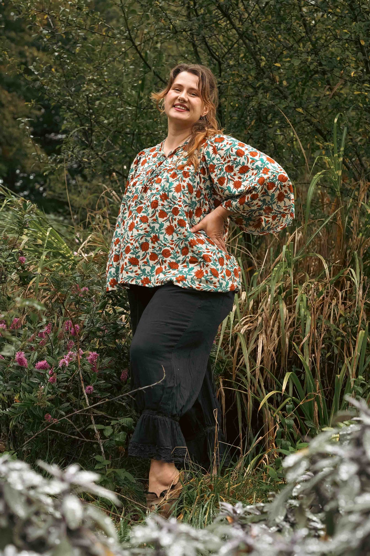 Twilight Poppy Longline Fleetwood Blouse