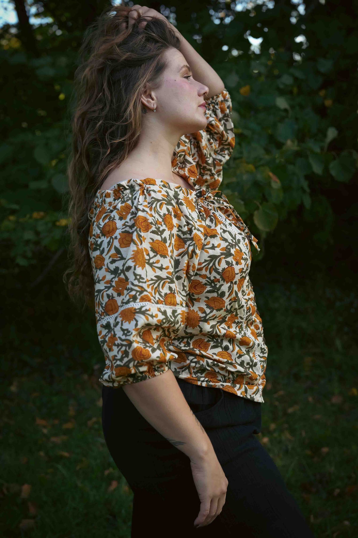 Maiden Blouse in Midnight Marigold