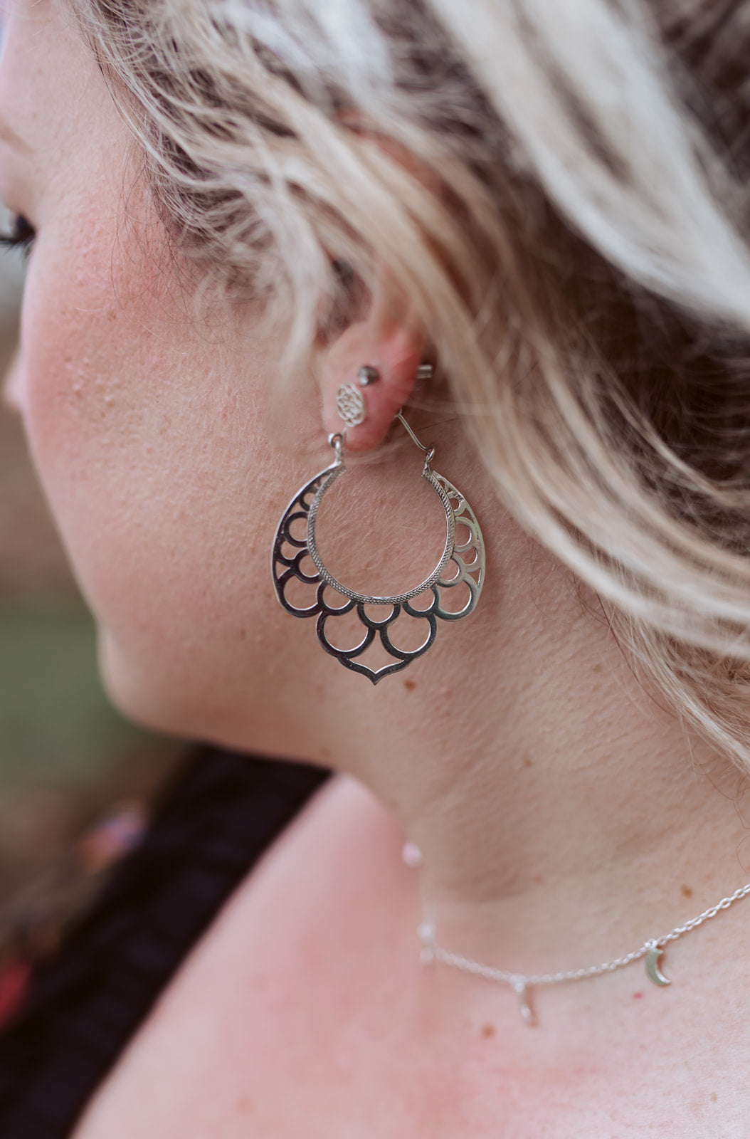 Mandala Hoop Earrings Silver 925